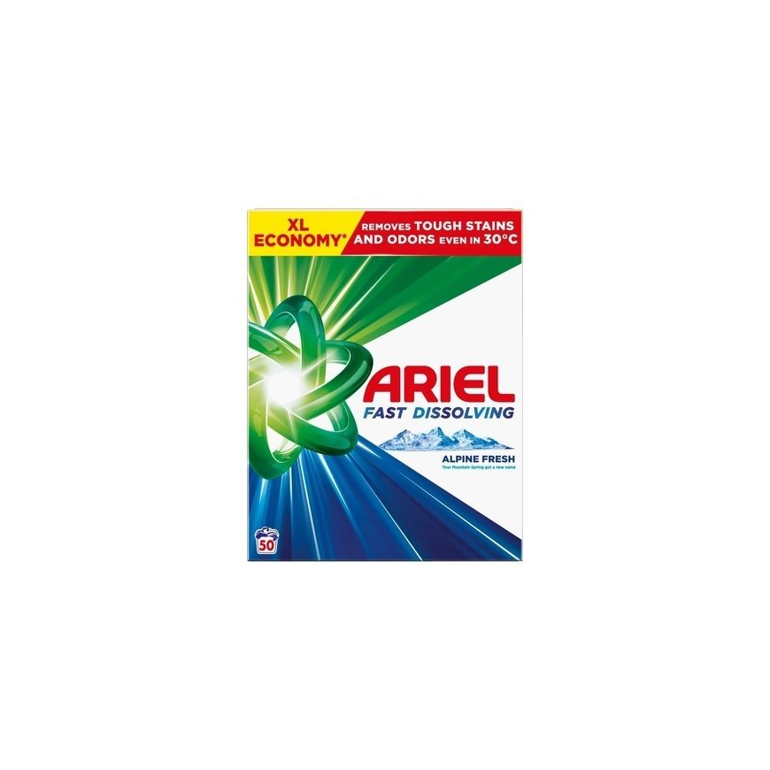 Ariel veļas pulveris Mountain Spring 2.75kg/50PD KASTE – 2