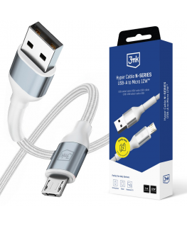 3mk Hyper Cable N-SERIES USB-A | MicroUSB 1m 5V|2.4A 12W | white