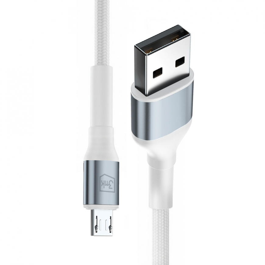 3mk Hyper Cable N-SERIES USB-A | MicroUSB 1m 5V|2.4A 12W | white – 2