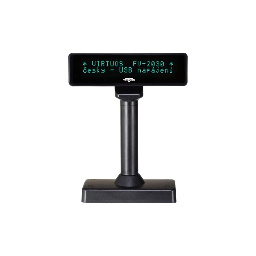 Virtuos VFD kliento ekrāns Virtuos FV-2030B 2x20 9mm, USB, melns
