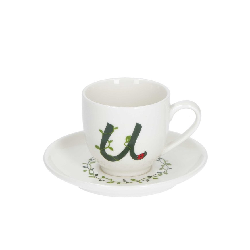 THE WHITE PORCELAIN SOLOTUA Mug and Plate 90 ml, U Pattern