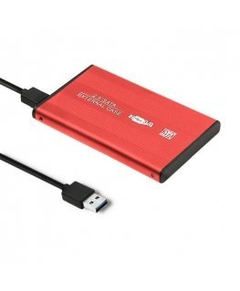 Qoltec 51860 Slim USB 3.0 External HDD Enclosure Sata 2.5'' Aluminium Case with USB 3.0 Cable Red