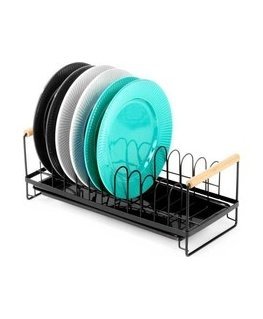 Industrial-style dish rack Vilde with bamboo handles, 39x16x14.5 cm