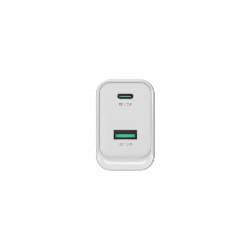 Conceptronic ALTHEA20W45 2-Port 45W GaN USB PD Charger, USB-C x 1, USB-A x 1, QC 3.0, PPS, PD 3.0 – 3