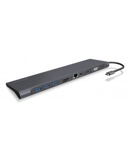 ICY BOX IB-DK2102-C Langallinen USB 3.2 Gen 1 (3.1 Gen 1) Type-C Antrasiitti, musta