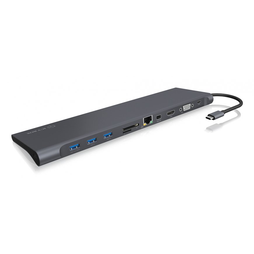 ICY BOX IB-DK2102-C Vadu USB 3.2 Gen 1 (3.1 Gen 1) Type-C Antracīts, Melns