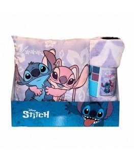 Disney Stitch & Angel poliesterinis pledas + pagalvės rinkinys