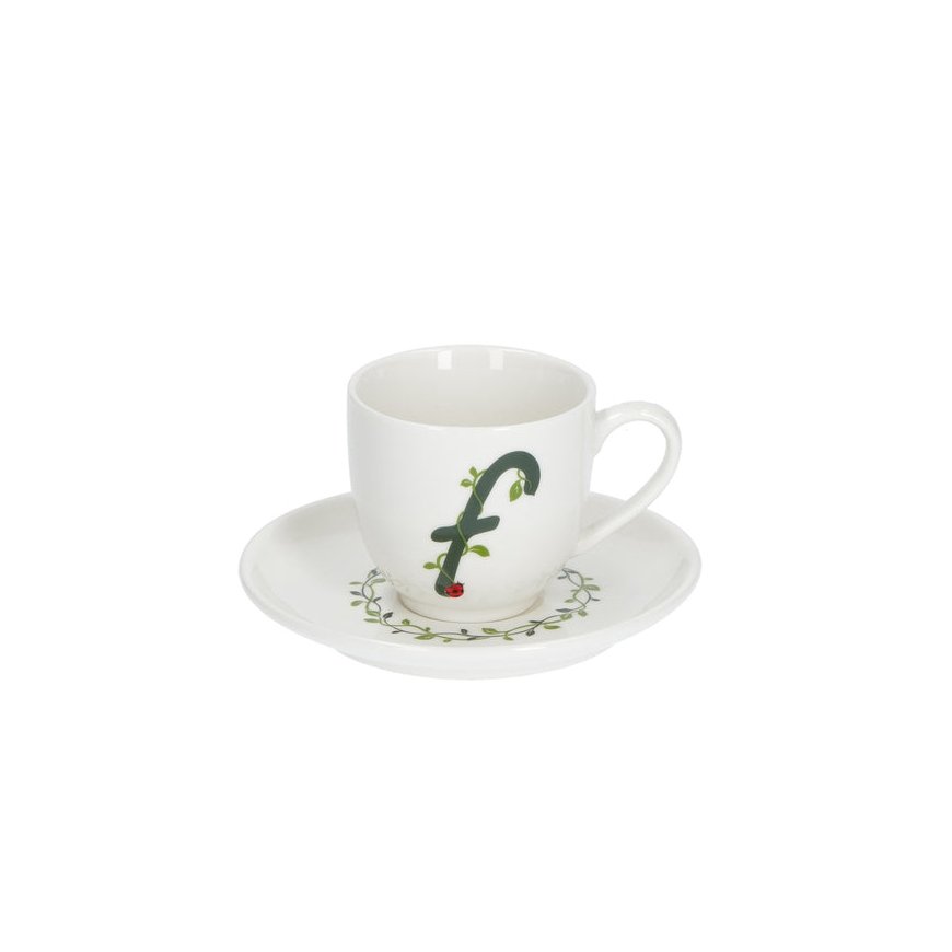 LA PORCELLANA BIANCA SOLOTUA Puodelis ir lėkštė 90 ml, Design F – 2