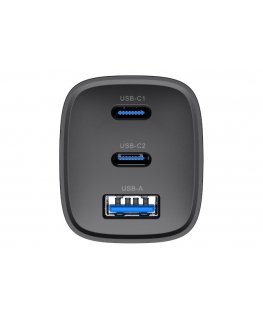Havit UC20 - three-port GaN 65 W travel charger, black