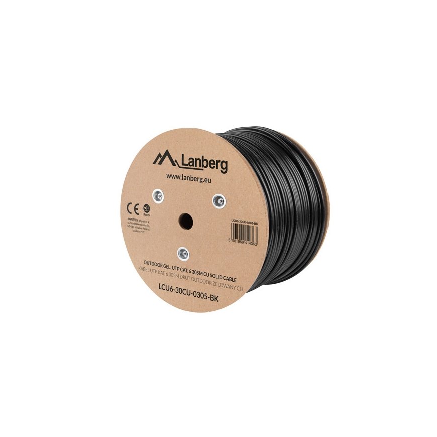 Lanberg LCU6-30CU-0305-BK networking cable Black 305 m Cat6 U/UTP (UTP)