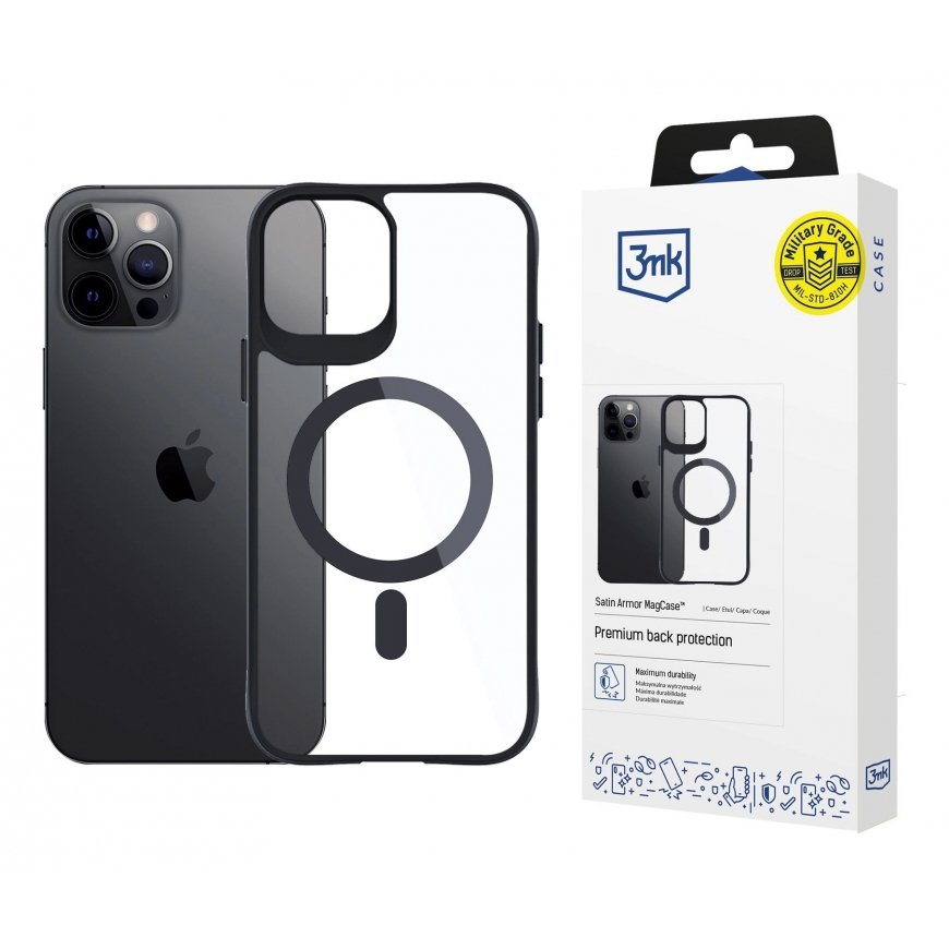 3MK Satin Armor MagCase mobile phone case 17 cm (6.7") Cover Black, Transparent – 4