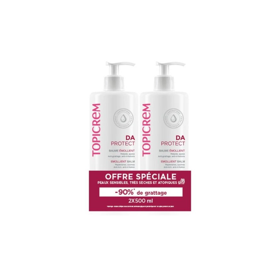 Topicrem DA kosteuttava balsami pakkauksessa 2 x 500 ml – 2