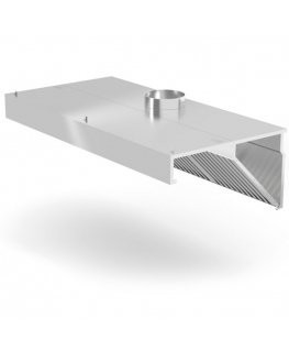 Kampinis sieninis gaubtas su labirintiniais filtrais ir LED apšvietimu, 120x70x45 cm - Hendi 229316