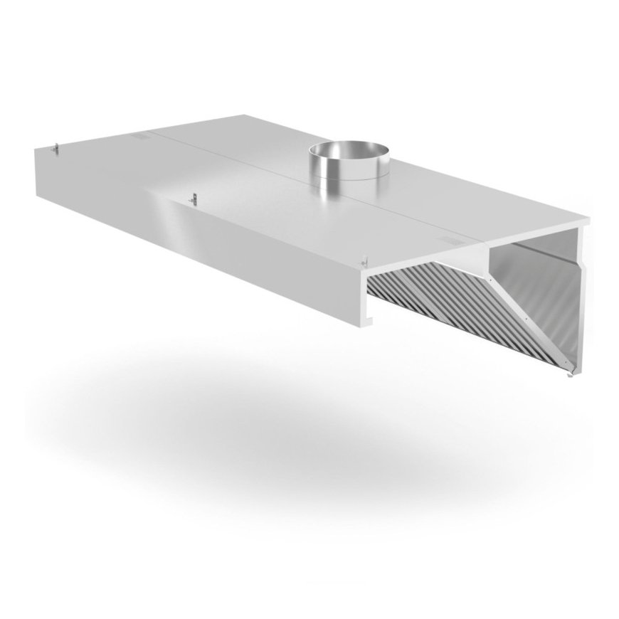 Corner wall hood with labyrinth filters and LED lighting 120x70x45 cm - Hendi 229316