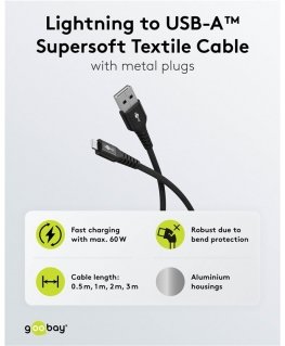 Goobay 74504 lightning cable 2 m Black