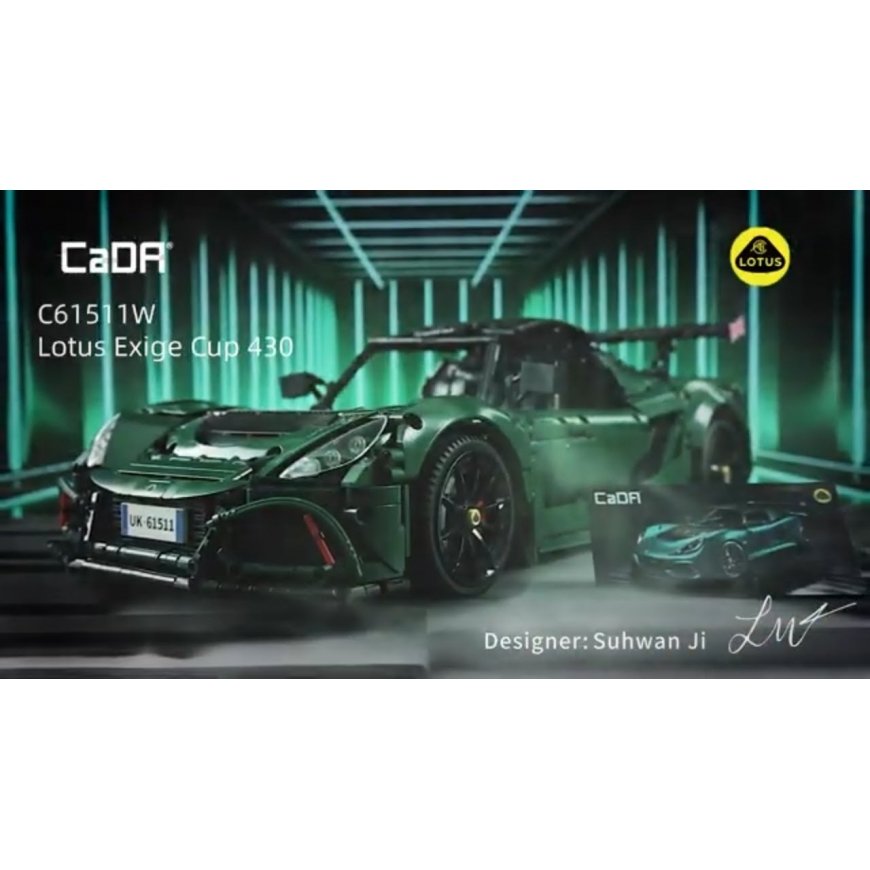 CaDA konstruktoriaus kaladėlės Automobilis 54 cm miesto automobilis Lotus Exige taurė 430 tamsiai žalia transporto priemonė 3730