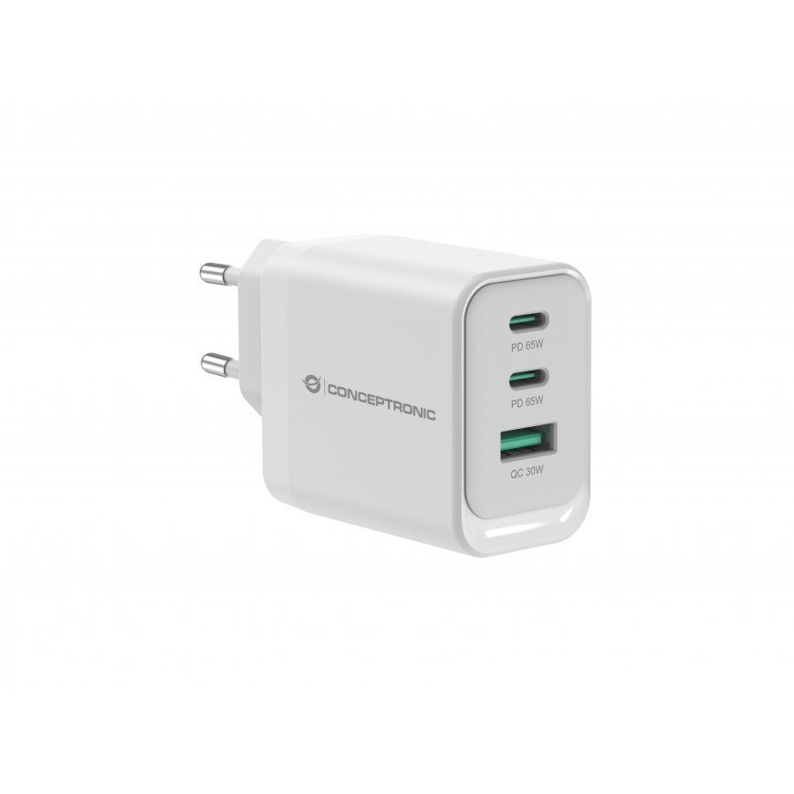 Conceptronic ALTHEA21W65 mobiilseadme laadija Universaalne Valge Vahelduvvool Kiirlaadimine Hoonesis