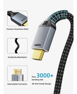 Extra Digital Premium klassi HDMI - HDMI kaabel 8K, UHD, 1m, 2.1 versioon