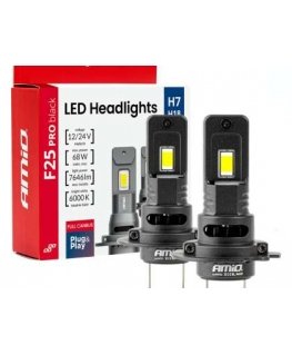 LED-autonlamput F25 Pro -sarjassa, musta, "Full Canbus H7" 68 W, 12 V, 24 V, amio-04720.