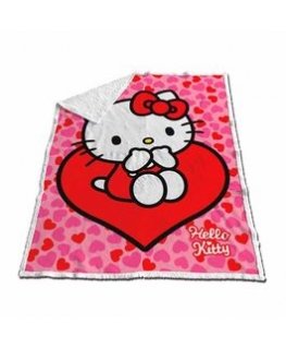Sanrio Hello Kitty korallvärviline sherpa tekk 120x150cm