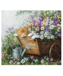 Luca S Cross Stitch Kit. "Sleeping Kitten" 33x30 cm SBU5093