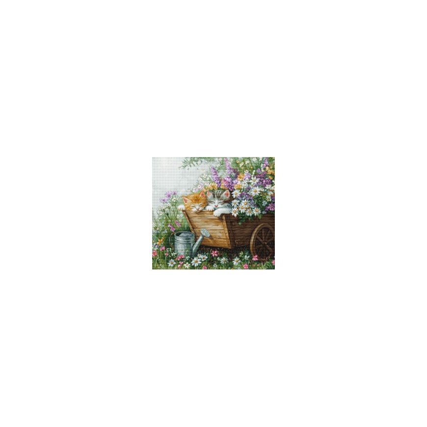 Luca S Cross Stitch Kit. "Sleeping Kitten" 33x30 cm SBU5093