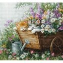 Luca S Cross Stitch Kit. "Sleeping Kitten" 33x30 cm SBU5093
