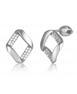 JVD Modern Silver Earrings with Zircons SVLE3307XF3BISR