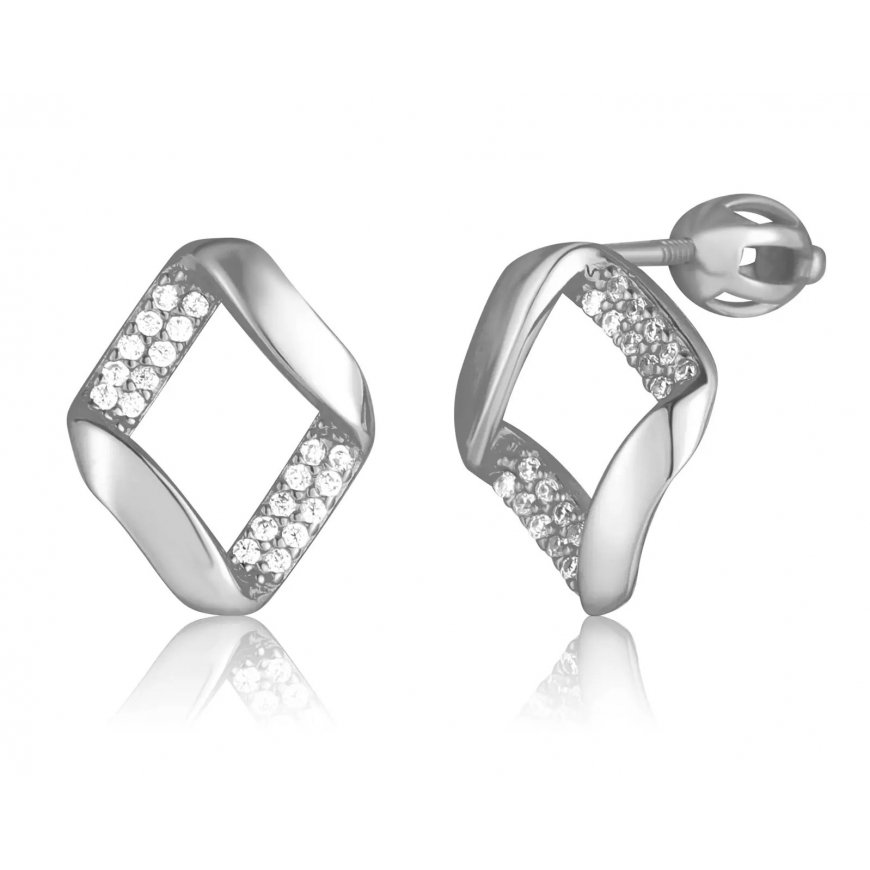 JVD Modern Silver Earrings with Zircons SVLE3307XF3BISR