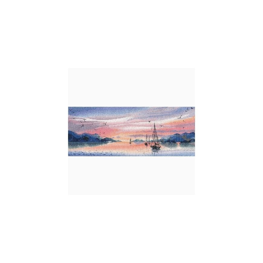 Beldizart ristipisto ompelusarja "Rožinis vakaras" 37×15 cm S1677