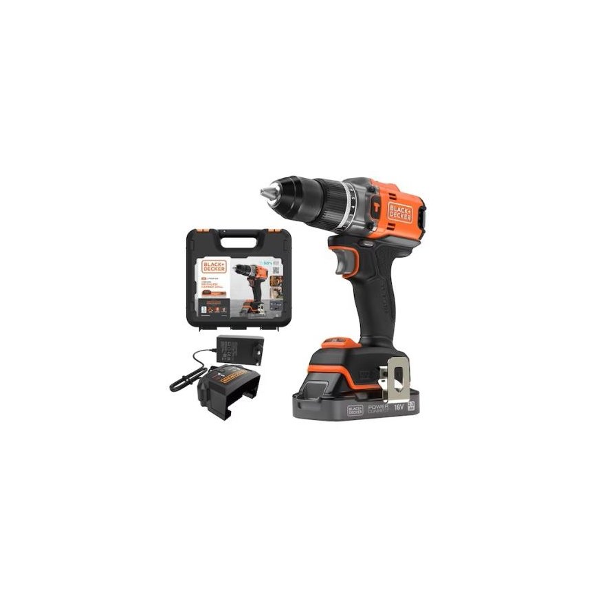 Black & Decker cordless drill/driver, 50Nm, 18V POWERCONNECT, Black & Decker [BLD683D1XK-QW] 2.0Ah, case