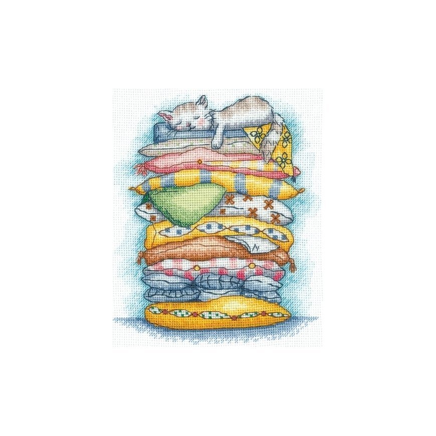 Beldizart ristpistete õmbluskomplekt "Kass puhkab" 13,5 x 16 cm SANV-55
