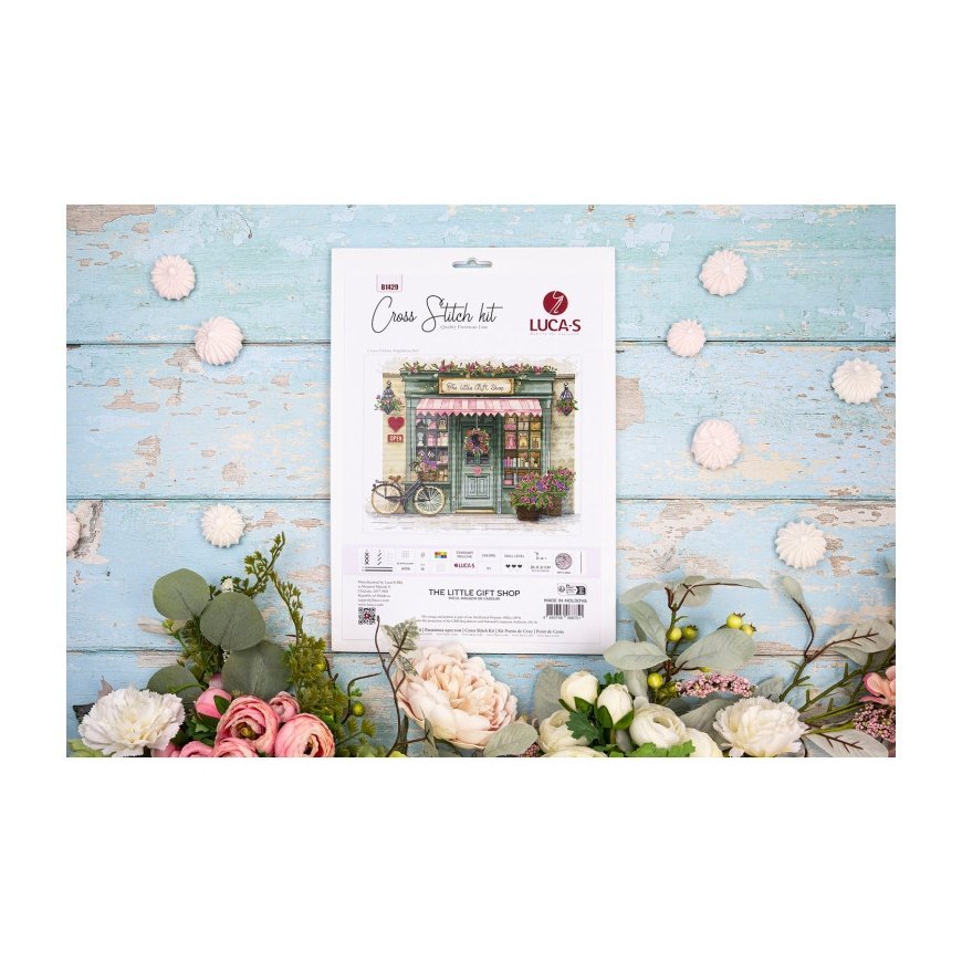 luca S Cross Stitch Kit "The Little Gift Shop" 26x21 cm SB1429
