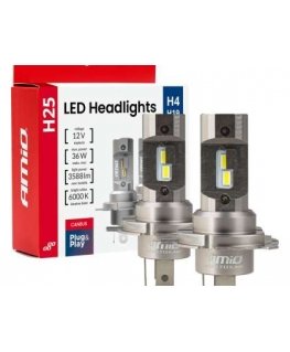 LED auto lambid H25, Canbus, H4, H19, 12 V, 36 W, amio-04711