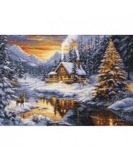 Luca S Embroidery Cross Stitch Kit. "Winter Evening in the Mountains" 51 x 35 cm SB721