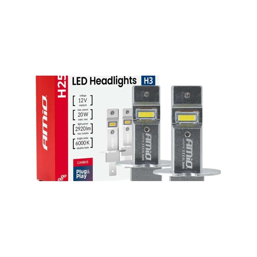 LED-auton valot H25-sarjaa Canbus H3 12V 20W amio-04710 – 2
