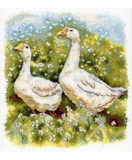 Beldizart Cross Stitch Embroidery Kit "Geese on a Walk" 22x20 cm SNV-970