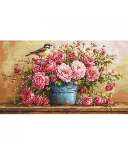 luca S Krusts izšūšanas komplekts. "Bagātīga ziedu pušķis" 60 x 35 cm SB7055