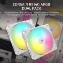 Corsair RS140 ARGB Kompiuterio korpusui Ventiliatorius 14 cm Balta 2 vnt