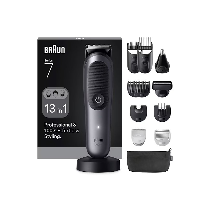 Braun AIO7560 bārdas/matu trimmeris Melns, Pelēks