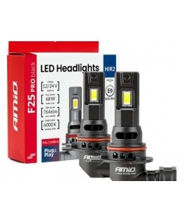 F25 Pro Series Black LED Car Bulbs, Full "Canbus" H8 H9 H11 H16 68 W 12 V 24 V amio-04721