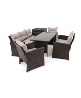Lauko kalusteiden kokoelma Home4You Sode kalusteet FLORIDA pöytä ja 4 tuolia, harmaa