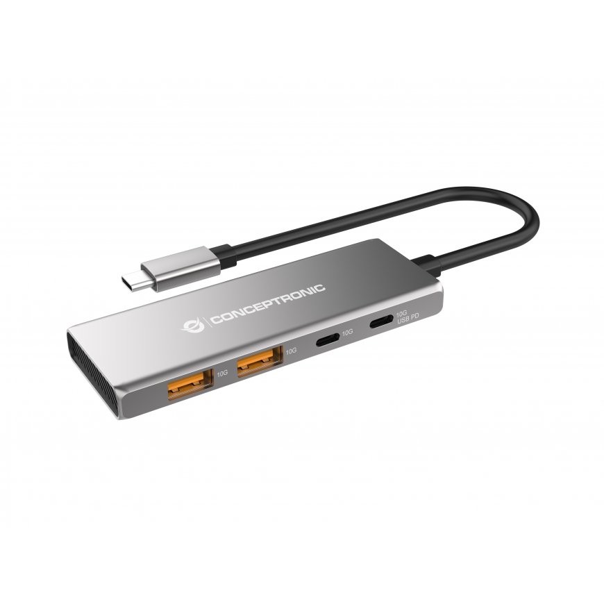 Conceptronic HUBBIES15G хаб-разветвитель USB 3.2 Gen 2 (3.1 Gen 2) Type-C 10000 Мбит/с Серый