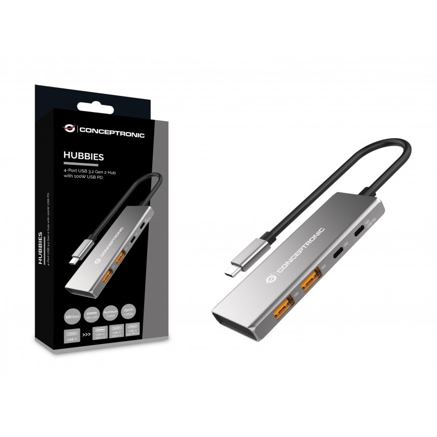 Conceptronic HUBBIES15G jaotur USB 3.2 Gen 2 (3.1 Gen 2) Type-C 10000 Mbit/s Hall – 2