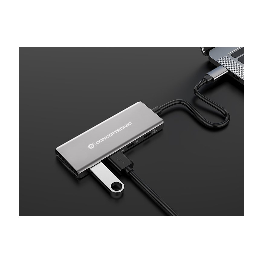 Conceptronic HUBBIES15G interface hub USB 3.2 Gen 2 (3.1 Gen 2) Type-C 10000 Mbit/s Grey – 4