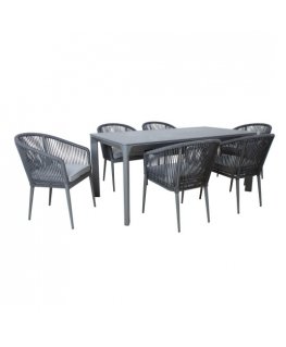 Lauko mööblikomplekt Home4You aiabaldide komplekt CARVES laud ja 6 tooli.