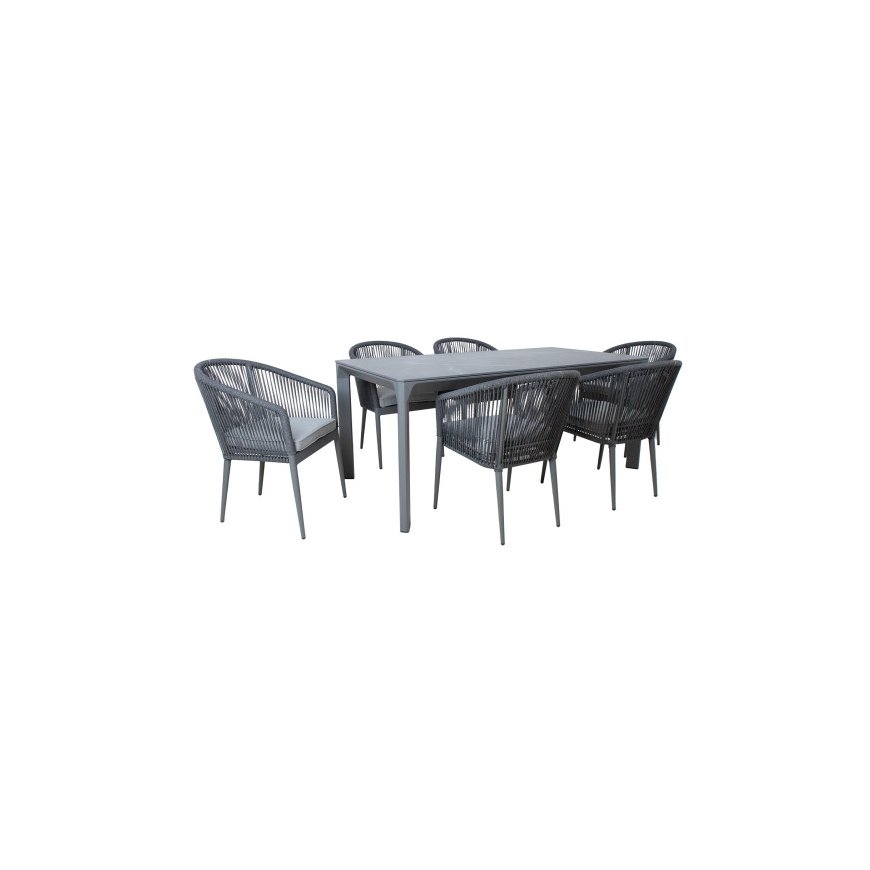 Lauko baldų komplektas Home4You Sodo baldų komplektas CARVES stalas ir 6 kėdės