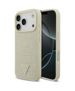 Guess Croco Triangle Logo MagSafe case for iPhone 17 Pro gold