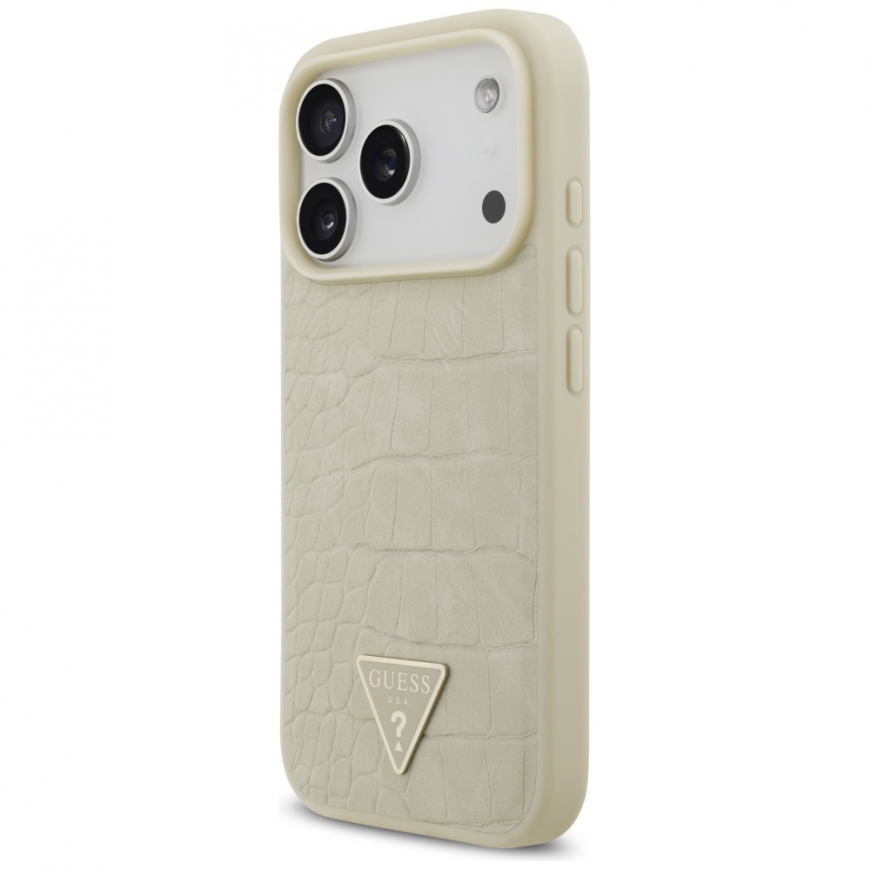 Guess Croco Triangle Logo MagSafe case for iPhone 17 Pro gold – 2