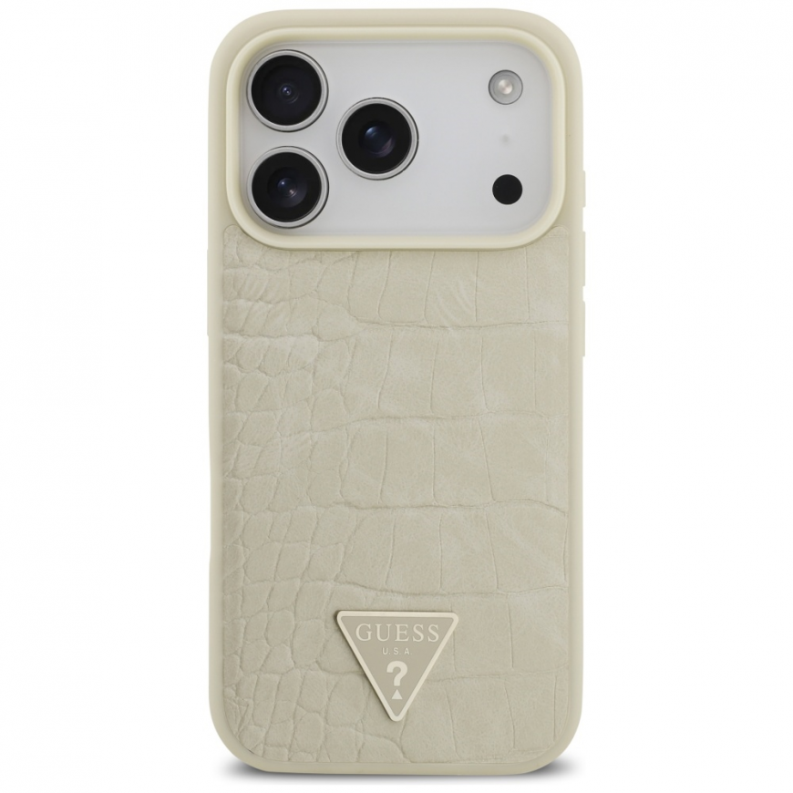 Guess Croco Triangle Logo MagSafe case for iPhone 17 Pro gold – 3